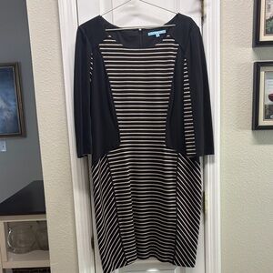 ANTONIO MELANI Black and Cream Long Sleeve Dress